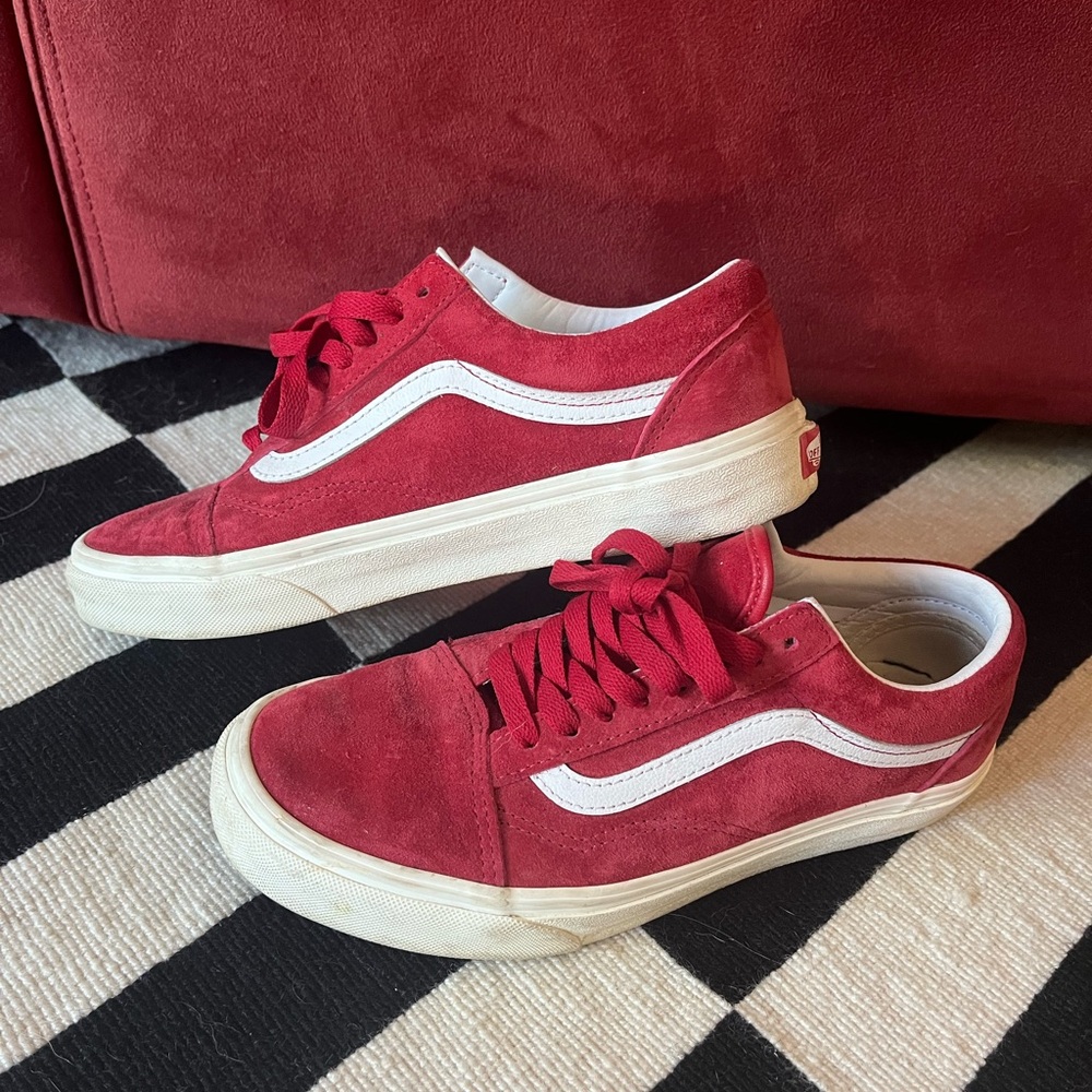 Vans Red Suede Low-Top Sneakers